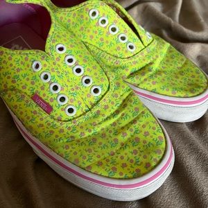 VANS AUTHENTIC neon yellow pink floral